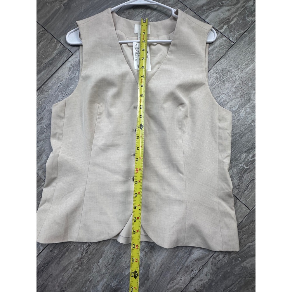 H&M Beige Tailored Button Front Vest Women's Medium NWT Sleeveless - Picture 4 of 6